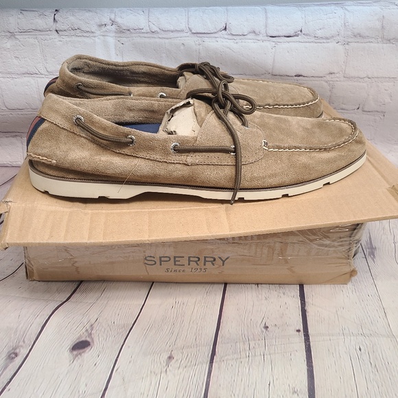 Sperry Men\'s Leeward 2-Eye Suede Shoes Tan - Size 16M